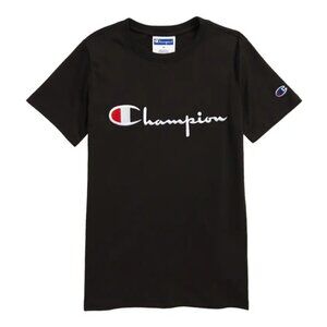 NEW Champion 2021 Boys Short Sleeve Signature T-Shirt Logo Black‎ White Size XL